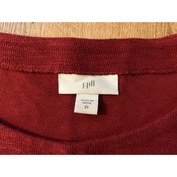 J Jill Red Tunic Top  2X Cotton Blend 3/4 Sleeve Pocket Relaxed Casual Comfort - Picture 6 of 12